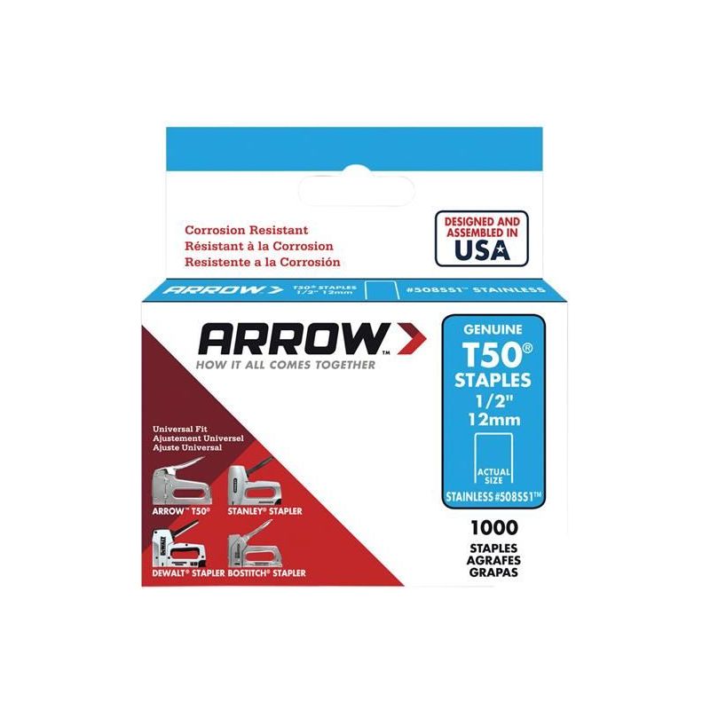 Arrow T50 Staples Stainless Steel 508SS 12mm (1/2in) (Box 1000) Arrow - RockBottom Northampton 
