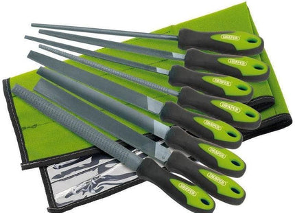 Draper Soft Grip Engineers File and Rasp Set, 200mm, Green (8 Piece) 04461 Draper - Town Tools 