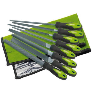 Draper Soft Grip Engineers File and Rasp Set, 200mm, Green (8 Piece) 04461 Draper - Town Tools 