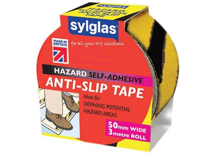 Sylglas Anti-Slip Tape 50mm x 3m Black & Yellow Hazard Sylglas - RockBottom Nothampton