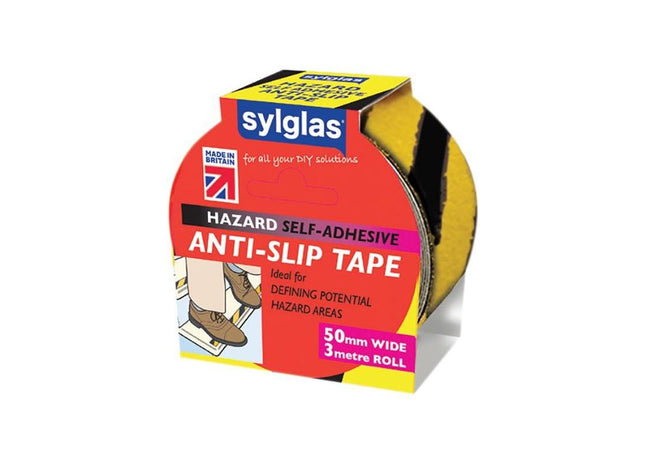 Sylglas Anti-Slip Tape 50mm x 3m Black & Yellow Hazard Sylglas - RockBottom Nothampton