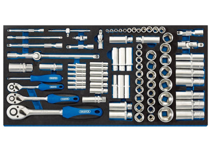 Draper Socket Set in Full Drawer EVA Insert Tray, 1/4", 3/8", and 1/2" (84 Piece Draper - Town Tools 