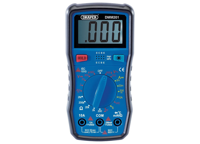 Draper Manual-Ranging Digital Multimeter, 1 x Test Leads, 1 x Temp Probe, 1 x Ca Draper - Town Tools 