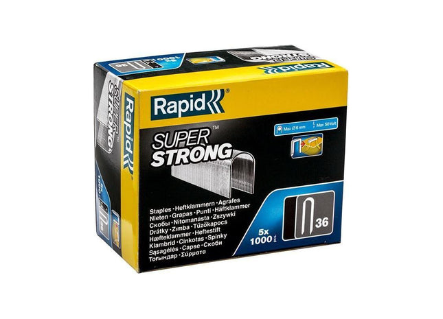 Rapid 36/14 14mm DP x 5m Galvanised Staples (Box 1000 x 5) Rapid - RockBottom Nothampton