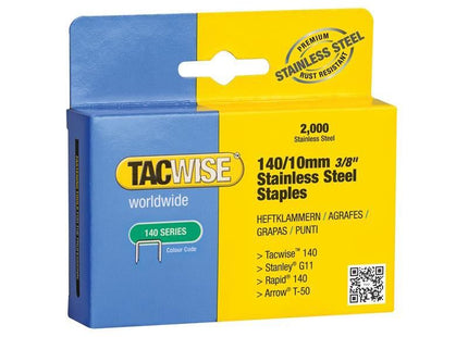 Tacwise 140 Stainless Steel Staples 10mm (Pack 2000) Tacwise - RockBottom Northampton