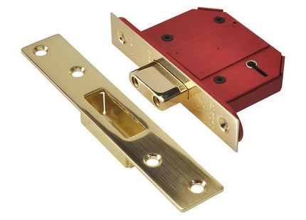 Union StrongBOLT 2100S BS 5 Lever Mortice Deadlock 68mm 2.5in Satin Brass Visi UNION - RockBottom Northampton