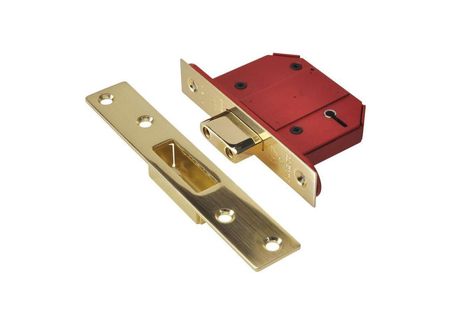 Union StrongBOLT 2100S BS 5 Lever Mortice Deadlock 68mm 2.5in Satin Brass Visi UNION - RockBottom Northampton