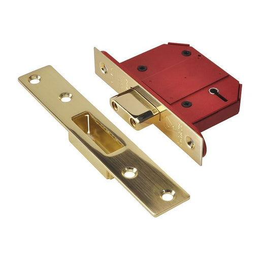 Union StrongBOLT 2100S BS 5 Lever Mortice Deadlock 68mm 2.5in Satin Brass Visi UNION - RockBottom Northampton