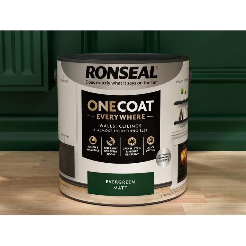 Ronseal One Coat Everywhere Interior Paint Evergreen Matt 2.5 litre Ronseal - RockBottom Nothampton