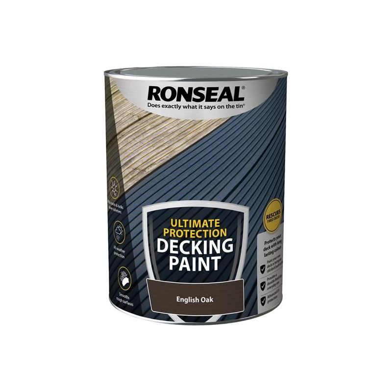 Ronseal Ultimate Protection Decking Paint English Oak 5 litre Ronseal - RockBottom Nothampton