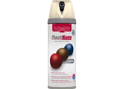 Plastikote Twist & Spray Satin Grey Beige 400ml PlastiKote - RockBottom Nothampton