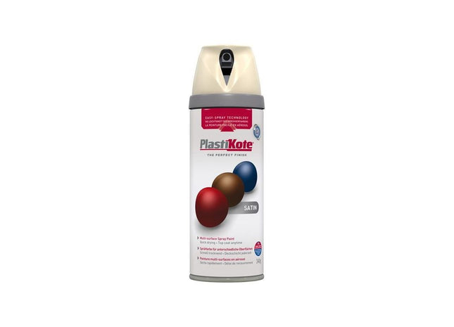 Plastikote Twist & Spray Satin Grey Beige 400ml PlastiKote - RockBottom Nothampton