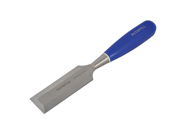 Faithfull Bevel Edge Chisel Blue Grip 38mm (1.1/2in) Faithfull - RockBottom Northampton
