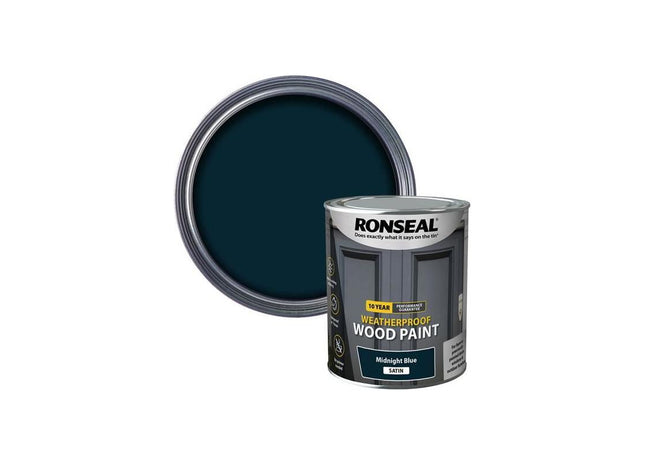 Ronseal 10 Year Weatherproof Wood Paint Midnight Blue Satin 750ml Ronseal - RockBottom Nothampton
