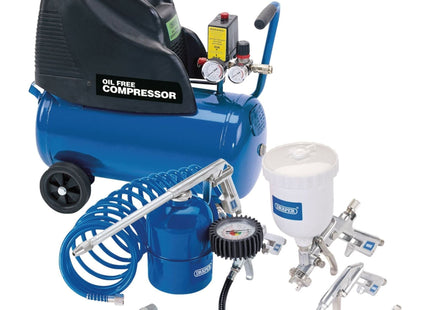 Draper Direct Drive Oil Free Air Compressor, 24L & Air Tool Kit 25936 Draper - Town Tools 