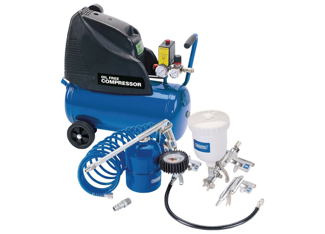 Draper Direct Drive Oil Free Air Compressor, 24L & Air Tool Kit 25936 Draper - Town Tools 