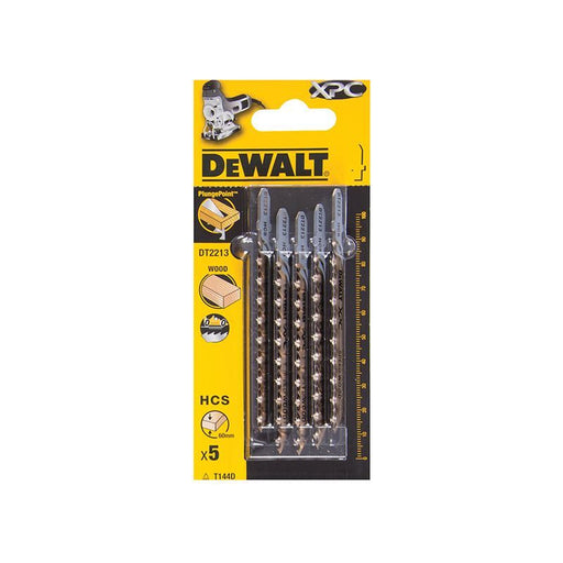 Dewalt Power Tools XPC HCS Wood Jigsaw Blades Pack of 5 T144D DeWALT Power Tools - RockBottom Northampton