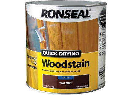 Ronseal Quick Drying Woodstain Satin Walnut 250ml Ronseal - RockBottom Nothampton