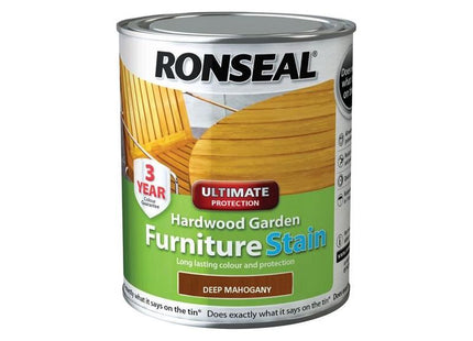 Ronseal Ultimate Protection Hardwood Garden Furniture Stain Deep Mahogany 750ml Ronseal - RockBottom Nothampton