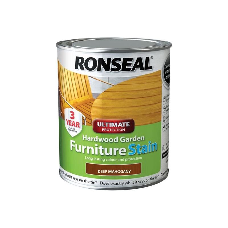 Ronseal Ultimate Protection Hardwood Garden Furniture Stain Deep Mahogany 750ml Ronseal - RockBottom Nothampton