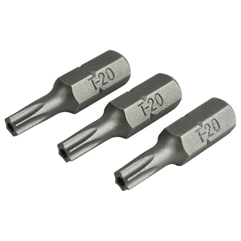 Faithfull Security S2 Grade Steel Screwdriver Bits T20S x 25mm (Pack 3) Faithfull - RockBottom Northampton