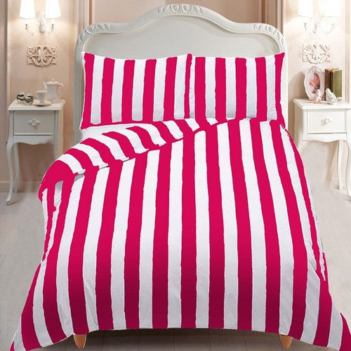 Classic Stripe Double Duvet Cover Set Pink