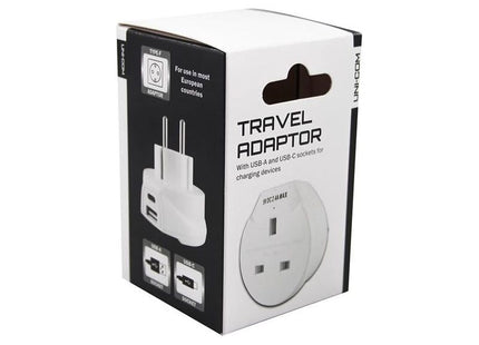 Uni-Com Travel Socket with USB Charger Uni-Com - RockBottom Northampton