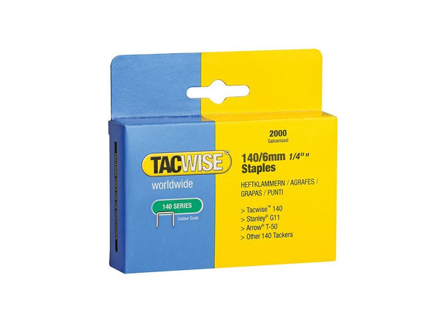 Tacwise 140 Heavy-Duty Staples 6mm (Type T50 G) (Pack 2000) Tacwise - RockBottom Northampton