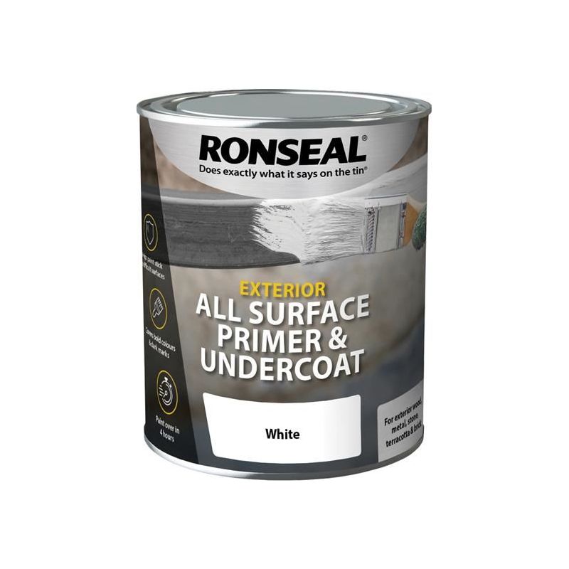 Ronseal All Surface Primer & Undercoat Exterior White 750ml Ronseal - RockBottom Nothampton