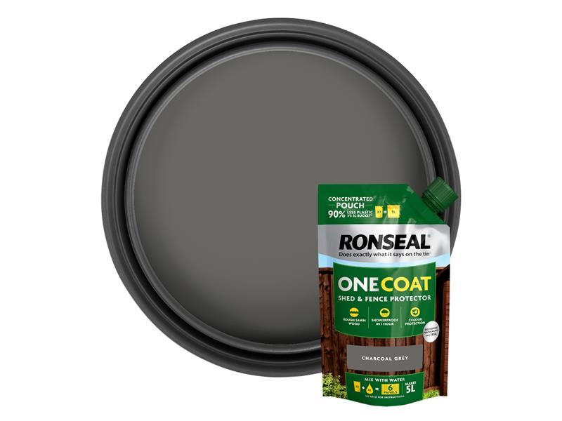 Ronseal One Coat Shed & Fence Refill Pouch Charcoal Grey 950ml Ronseal - RockBottom Nothampton
