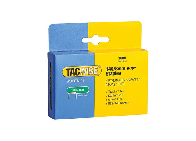 Tacwise 140 Heavy-Duty Staples 8mm (Type T50 G) (Pack 2000) Tacwise - RockBottom Northampton