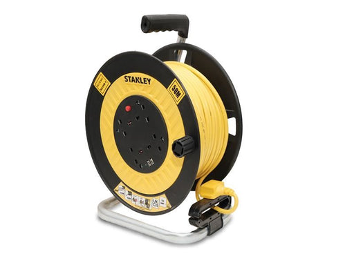 STANLEY Electrical Open Drum Cable Reel 240V 13A 4-Socket + 2 USB 50m STANLEY� Electrical - RockBottom Nothampton