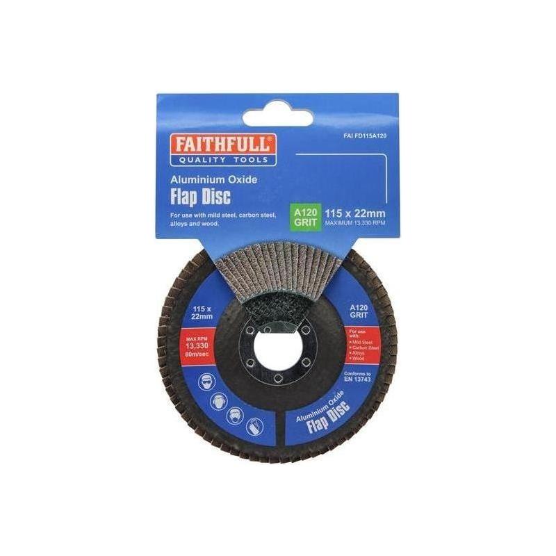 Faithfull Aluminium Oxide Flap Disc 115 x 22mm 120 Grit Faithfull - RockBottom Northampton