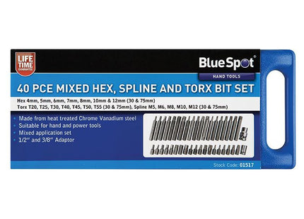 Bluespot Tools Mixed Hex Spline & TORX Bit Set, 40 Piece BlueSpot Tools - RockBottom Northampton