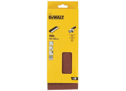 Dewalt Power Tools Sanding Belt 560 x 100mm 100G Pack of 3 DeWALT Power Tools - RockBottom Northampton