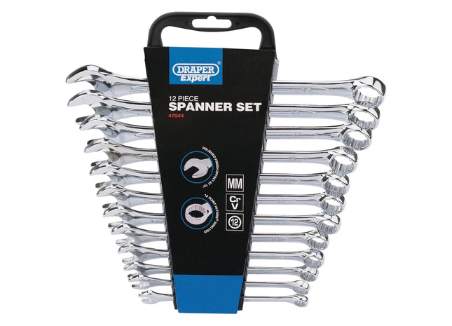 Draper Expert HI-TORQ Metric Combination Spanner Set, 8 - 19mm (12 Piece) Draper - Town Tools 