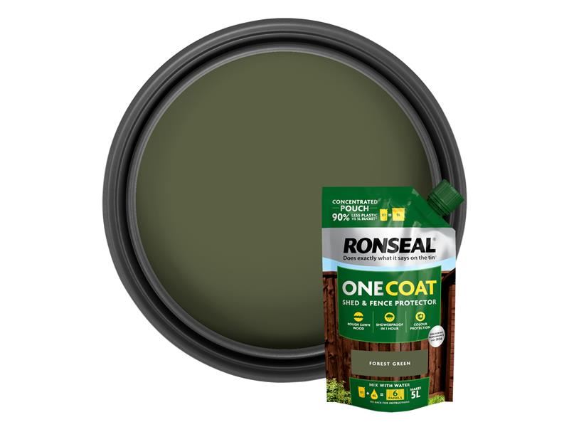 Ronseal One Coat Shed & Fence Refill Pouch Forest Green 950ml Ronseal - RockBottom Nothampton