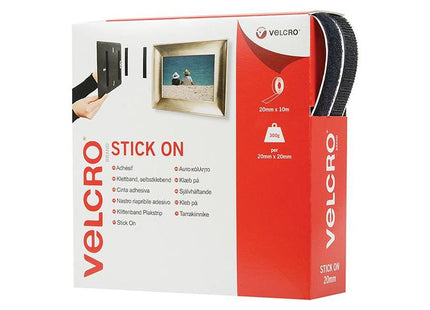 Velcro® Brand VELCRO® Brand Stick On Tape 20mm x 10m Black VELCRO® Brand - RockBottom Northampton