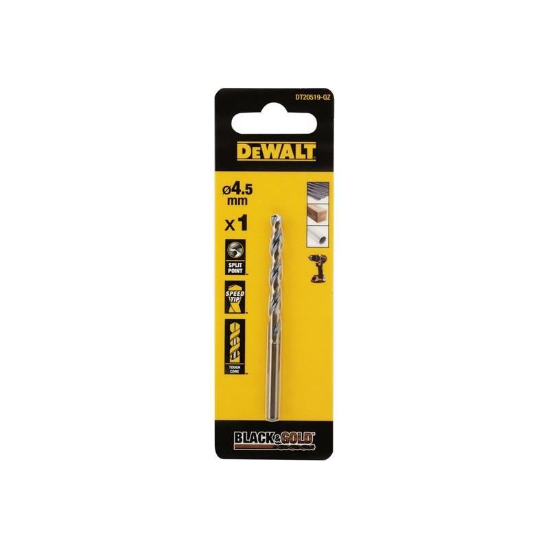 Dewalt Power Tools BLACK&GOLD HSS Drill Bit 4.5mm DeWALT Power Tools - RockBottom Northampton