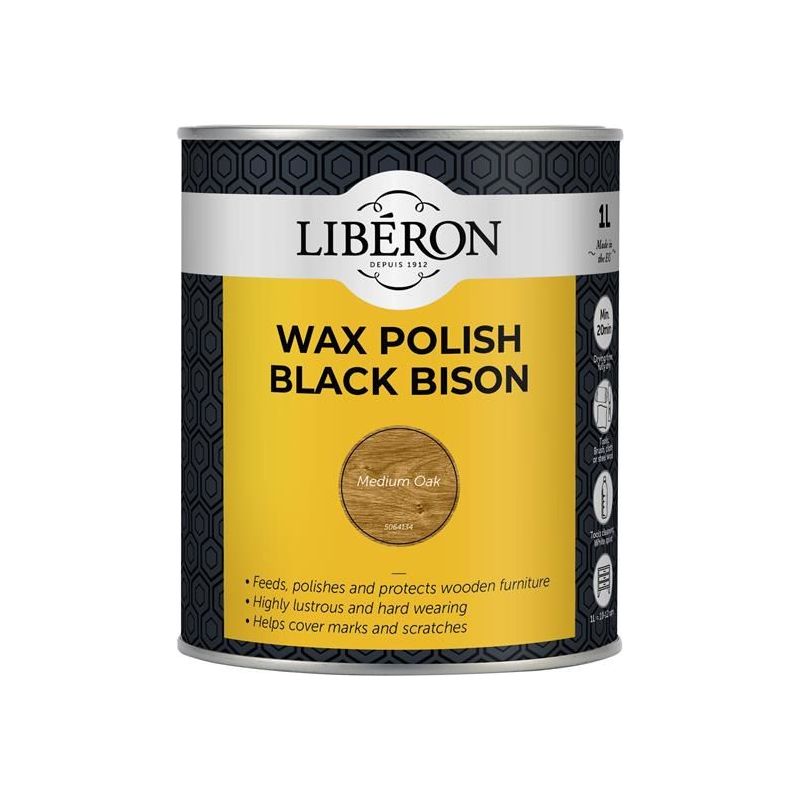 Liberon Black Bison Wax Paste Medium Oak 1kg Liberon - RockBottom Northampton