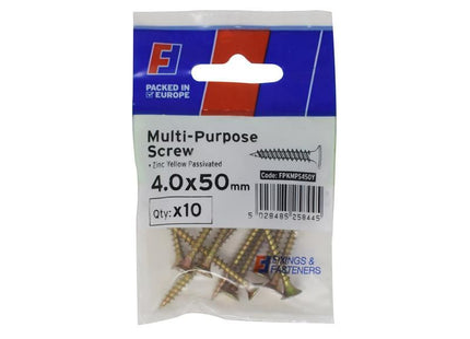 ForgeFix Multi-Purpose Pozi Screw CSK ST ZYP 4.0 x 50mm ForgePack 10 ForgeFix - RockBottom Northampton