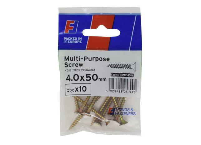 ForgeFix Multi-Purpose Pozi Screw CSK ST ZYP 4.0 x 50mm ForgePack 10 ForgeFix - RockBottom Northampton