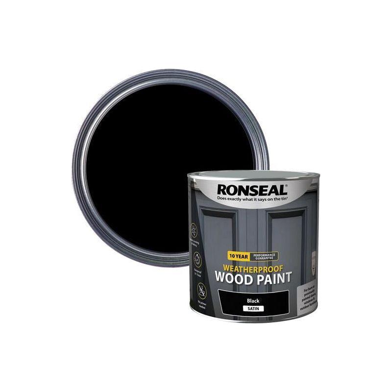 Ronseal 10 Year Weatherproof Wood Paint Black Satin 2.5 litre Ronseal - RockBottom Nothampton