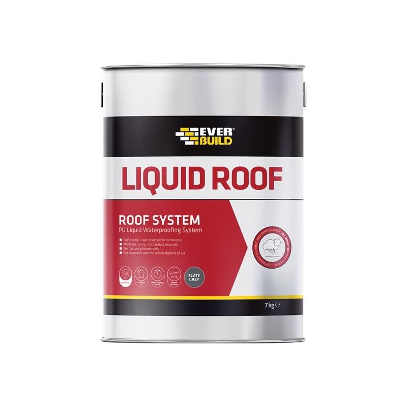 Everbuild Sika Aquaseal Liquid Roof Slate Grey 7kg Everbuild Sika - RockBottom Northamptin