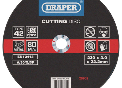 Draper Depressed Centre Metal Cutting Discs, 230 x 3.0 x 22.2mm 26902 Draper - Town Tools 