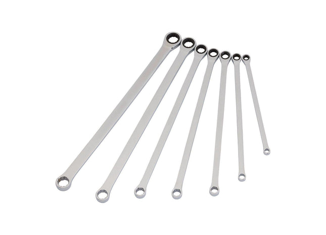 Draper Hi-Torq Extra-Long Double Ring Ratchet Spanner Set (7 Piece) - 27778 Draper - Town Tools 
