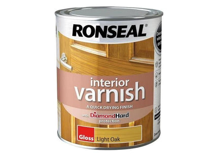 Ronseal Interior Varnish Quick Dry Gloss Light Oak Gloss 750ml Ronseal - RockBottom Nothampton