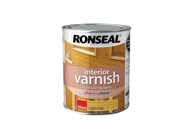 Ronseal Interior Varnish Quick Dry Gloss Light Oak Gloss 750ml Ronseal - RockBottom Nothampton