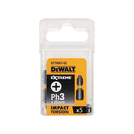 Dewalt Power Tools Impact Torsion Bits PH3 x 25mm (Pack 5) DeWALT Power Tools - RockBottom Northampton