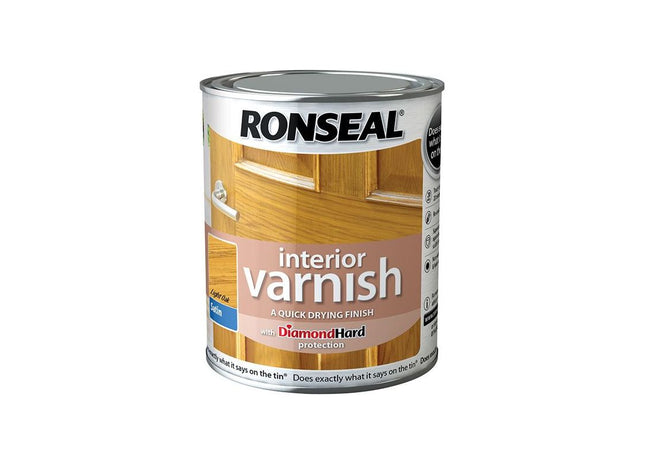 Ronseal Interior Varnish Quick Dry Satin Light Oak 250ml Ronseal - RockBottom Nothampton